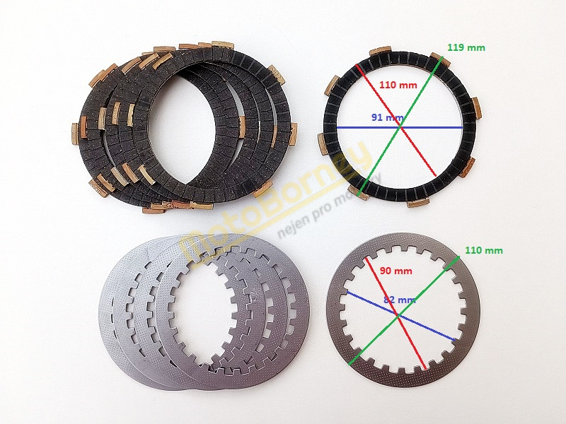 Spojkové lamely, plechy na čtyřkolku 200, 250, motocykl